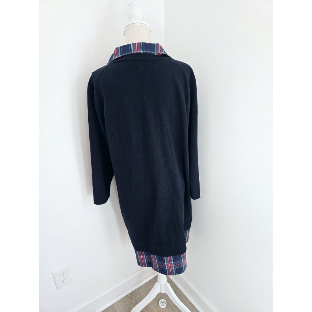 Draper James Wool Cotton Plaid Preppy Layered Shirt Sweater Dress 2X Collared - Picture 5 of 12